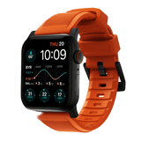 Nomad Apple Watch 44/45/46mm/Apple Watch Ultra -ranneke Rugged Band Black Hardware Ultra Orange