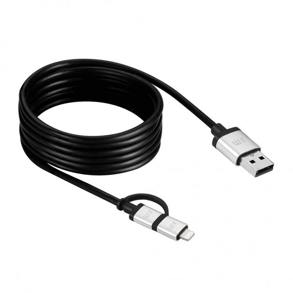 Just Mobile Kaapeli AluCable Duo USB-A/Micro-USB/Lightning 1,5 m