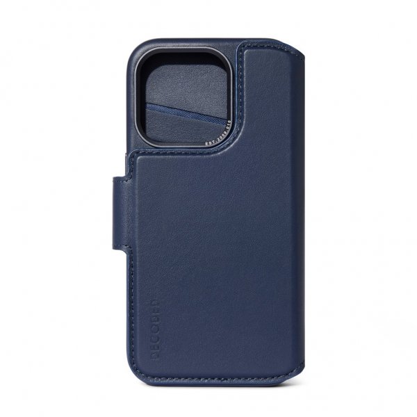 Decoded iPhone 15 Plus -kotelo, nahka, irrotettava lompakko, True Navy