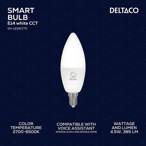 Deltaco Smart Home Himmennettävä LED-lamppu E14 WiFi 4.5W
