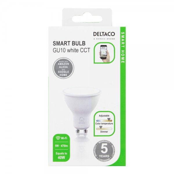 Deltaco Smart Home Himmennettävä LED-lamppu GU10 WiFi 5W