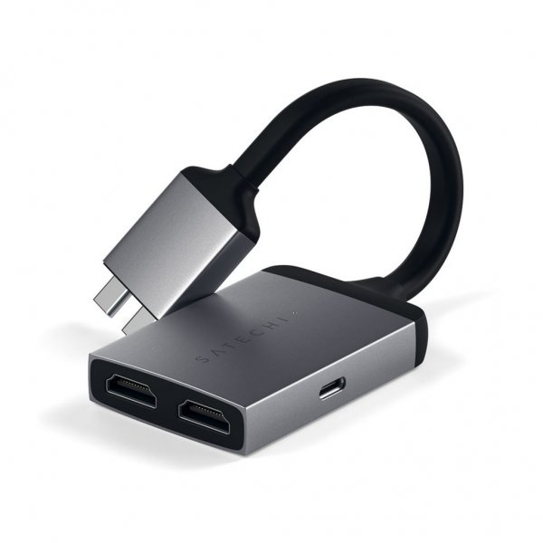 Satechi USB-C Dual HDMI -sovitin, tähtiharmaa