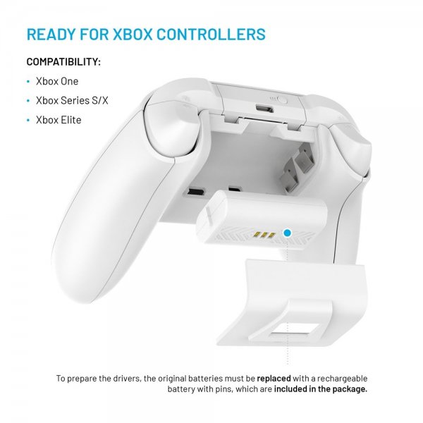 Kiinteä kaksinkertainen lataustelakka Xbox Series S, X ja One -ohjaimille, valkoinen