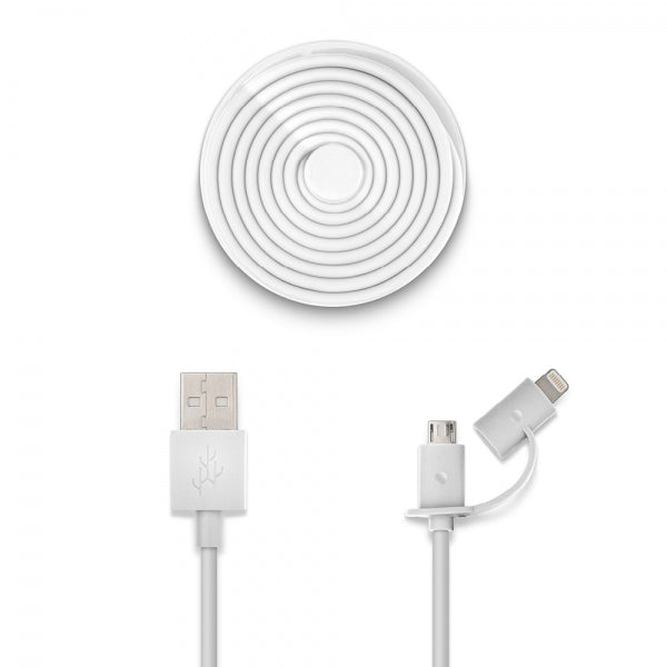 Usbepower DUO Micro-USB/Lightning-kaapeli 1,2 metriä, valkoinen