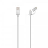 Usbepower DUO Micro-USB/Lightning-kaapeli 1,2 metriä, valkoinen