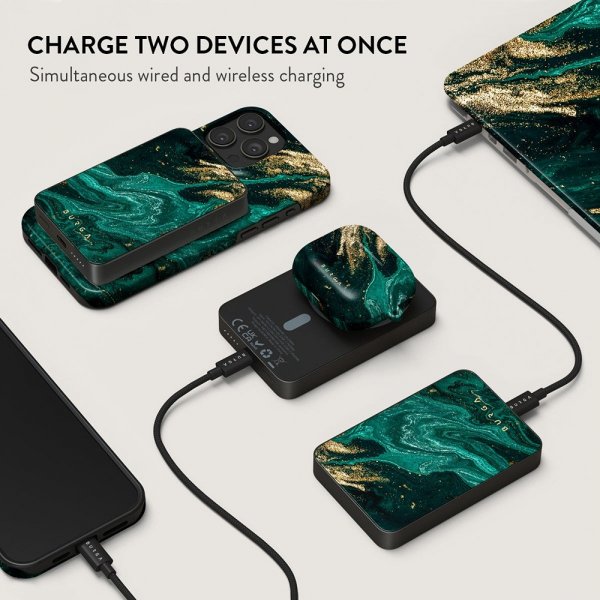 Burga Powerbank MagSafe 5000 mAh Emerald Pool Metallinharmaa