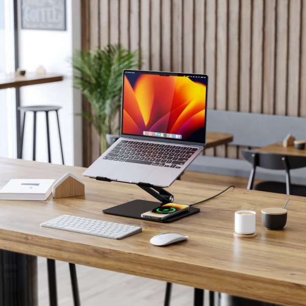 ALOGIC Elite Power Laptop Stand with Wireless Charger, musta