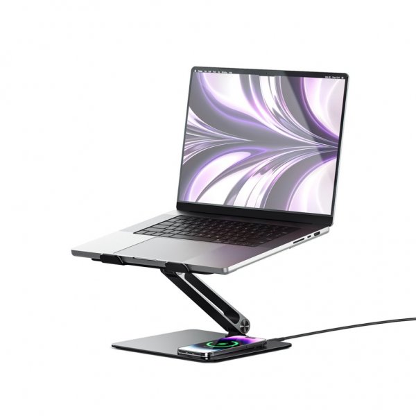 ALOGIC Elite Power Laptop Stand with Wireless Charger, musta