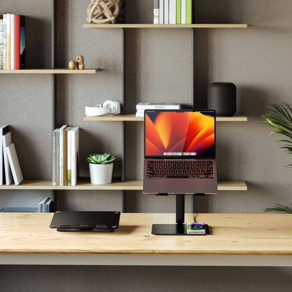 ALOGIC Elite Power Laptop Stand with Wireless Charger, musta