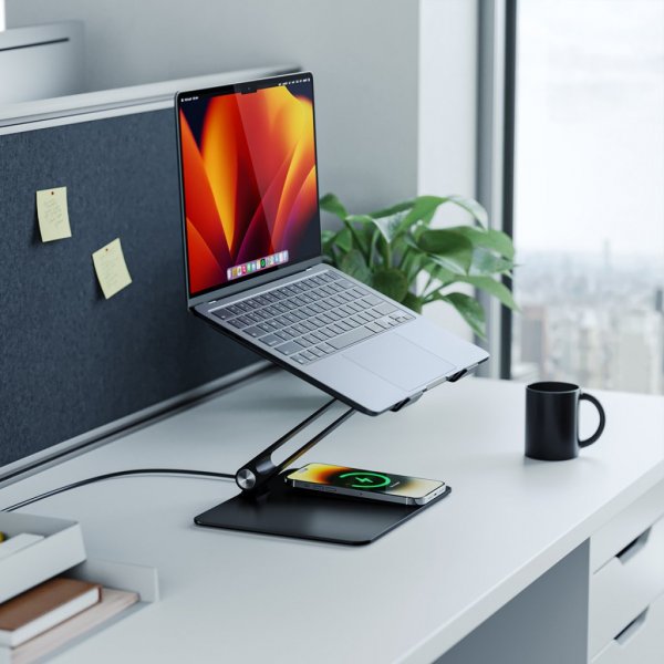 ALOGIC Elite Power Laptop Stand with Wireless Charger, musta
