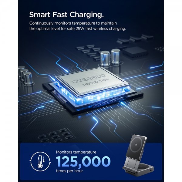 Spigen Essential 2-in-1 Taitettava Latausasema MagSafe Qi2 25W