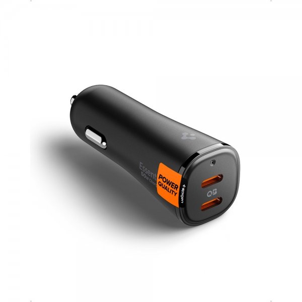 Spigen Essential -autolaturi 50W 2xUSB-C Musta