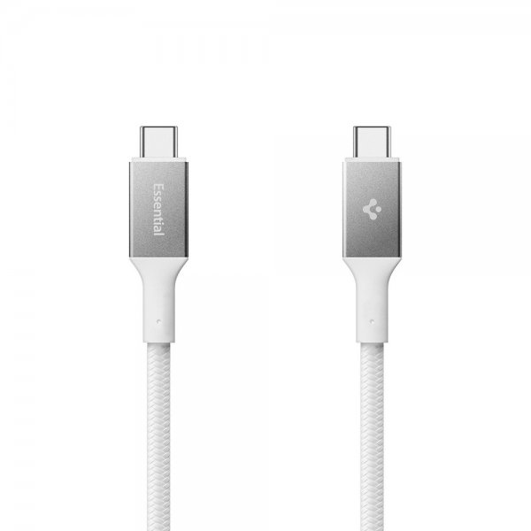 Spigen Essential Fabric USB-C/USB-C 100W 1.5m Valkoinen