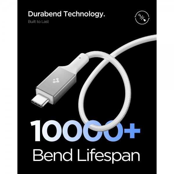 Spigen Essential Fabric USB-C/USB-C 100W 1.5m Valkoinen