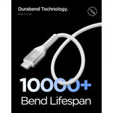 Spigen Essential Kabel Fabric USB-C/USB-C 100W 1m Valkoinen