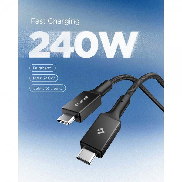 Spigen Essential Cable Fabric USB-C/USB-C 240W 1.5m Musta