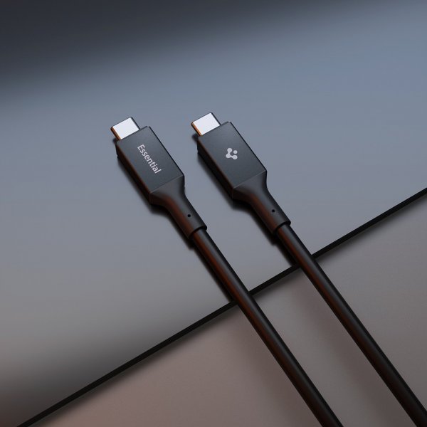 Spigen Essential USB-C–USB-C 100W 1m -kaapeli, musta