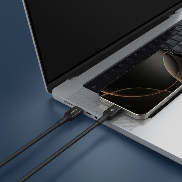 Spigen Essential USB-C–USB-C 100W 1m -kaapeli, musta