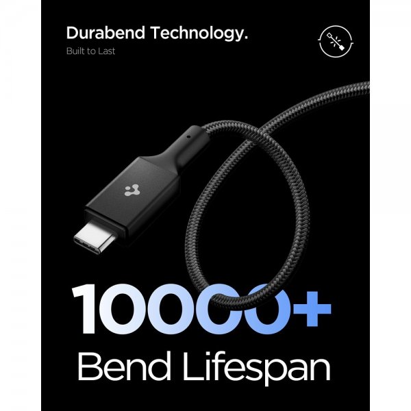 Spigen Essential USB-C–USB-C 100W 1m -kaapeli, musta
