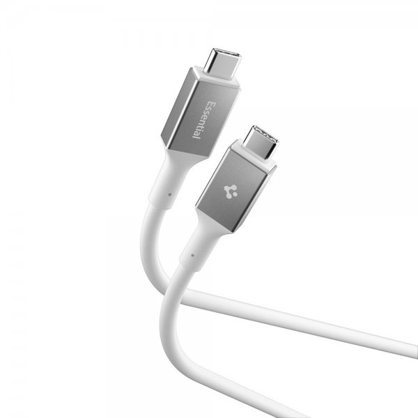 Spigen Essential -kaapeli USB-C-USB-C 100W 1m, valkoinen