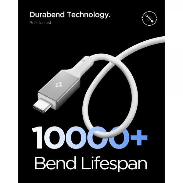 Spigen Essential USB-C–USB-C 100 W 2 m kaapeli, valkoinen