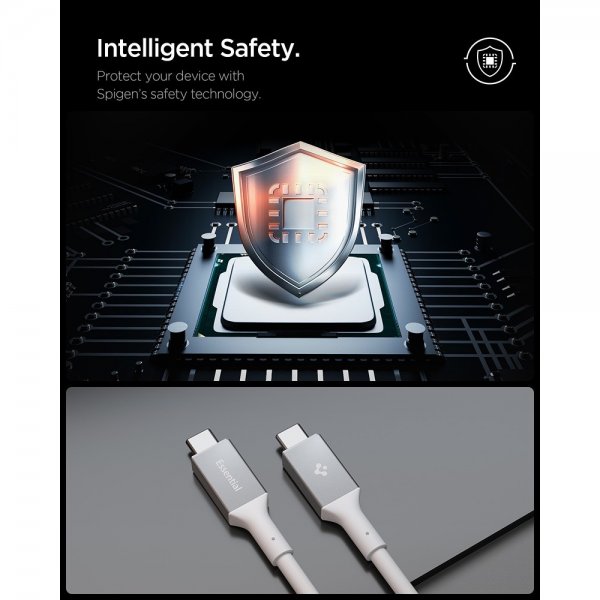 Spigen Essential USB-C–USB-C 100 W 2 m kaapeli, valkoinen