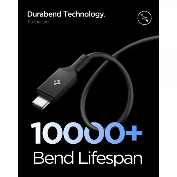 Spigen Essential -kaapeli USB-C–USB-C 240W 1.2m Musta