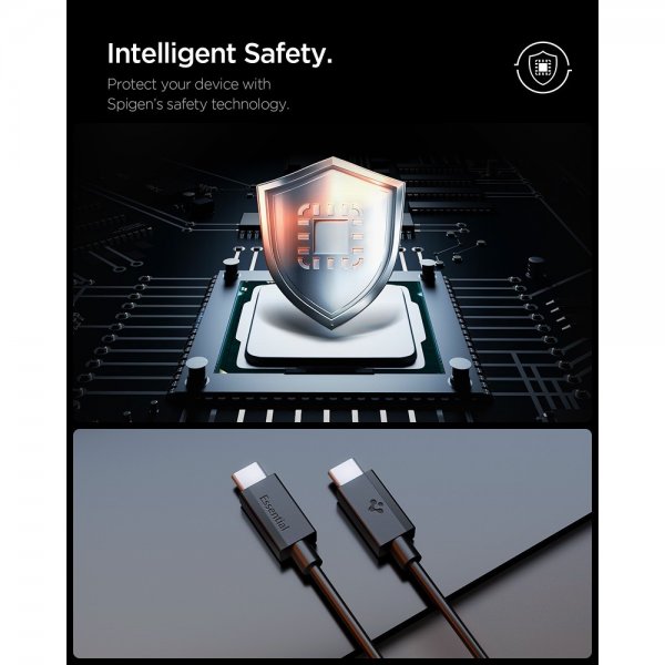 Spigen Essential -kaapeli USB-C–USB-C 60 W 1 m musta