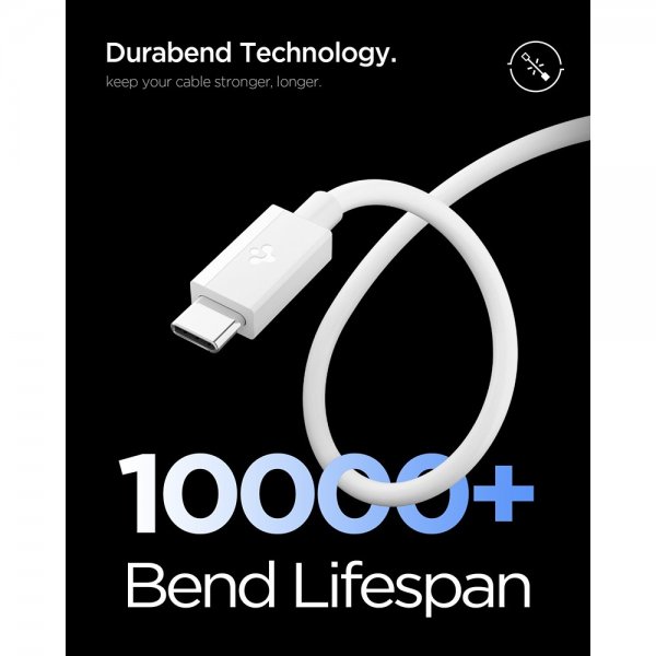Spigen Essential USB-C–USB-C 60W 1m -kaapeli, valkoinen