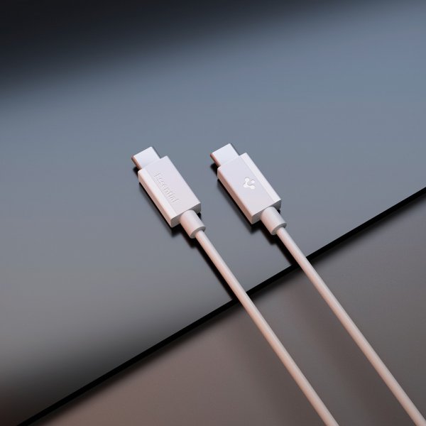 Spigen Essential USB-C–USB-C 60W 2m -kaapeli, valkoinen
