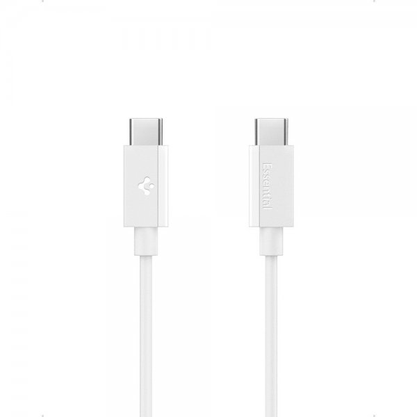 Spigen Essential USB-C–USB-C 60W 2m -kaapeli, valkoinen