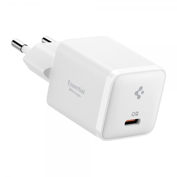 Spigen Essential -matkapuhelinlaturi 30W USB-C, valkoinen