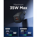 Spigen Essential -laturi 35W 1xUSB-C 1xUSB-A musta