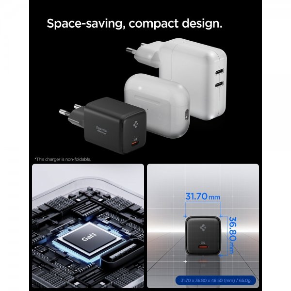 Spigen Essential -laturi 45W USB-C Musta