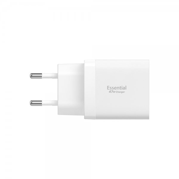 Spigen Essential -laturi 47W 2xUSB-C Valkoinen