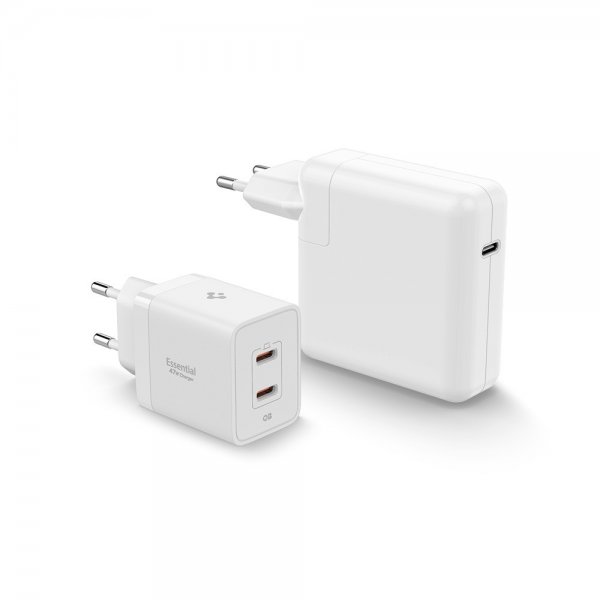 Spigen Essential -laturi 47W 2xUSB-C Valkoinen