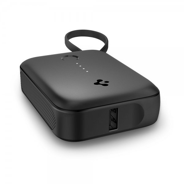 Spigen Essential Powerbank sisäänrakennetulla kaapelilla 10 000 mAh 30W Musta