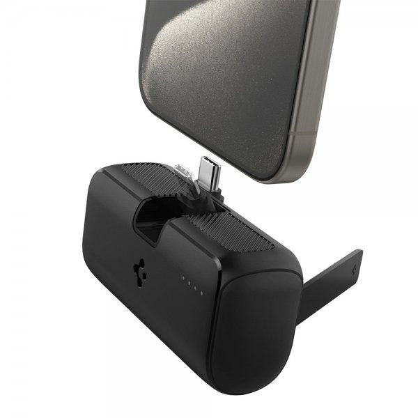 Spigen Essential Power Bank jalustalla 5000 mAh 22.5W Musta