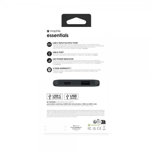Mophie Essentials Powerbank Powerstation 5000 mAh Musta