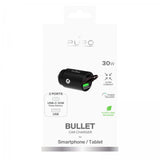 Puro Autolaturi Bullet 30W USB-C/USB-A Musta