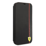 Ferrari iPhone 14 Pro Max -suojakuori Carbon Effect Metal Logo, musta