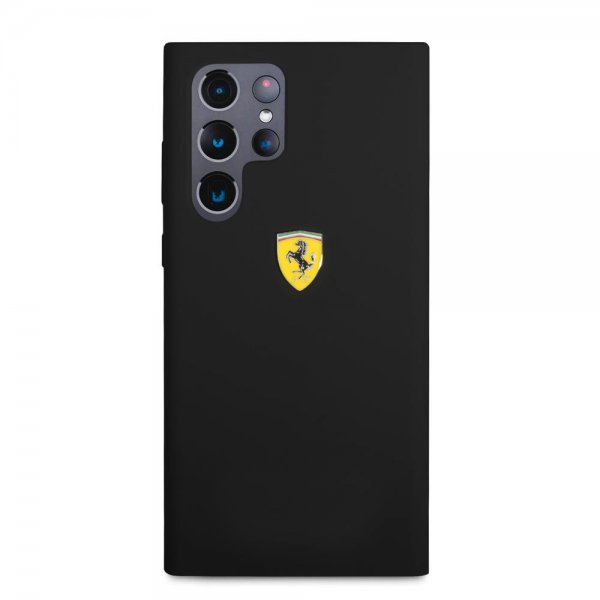 Ferrari Samsung Galaxy S22 Ultra Suojakuori Metallilogolla Musta