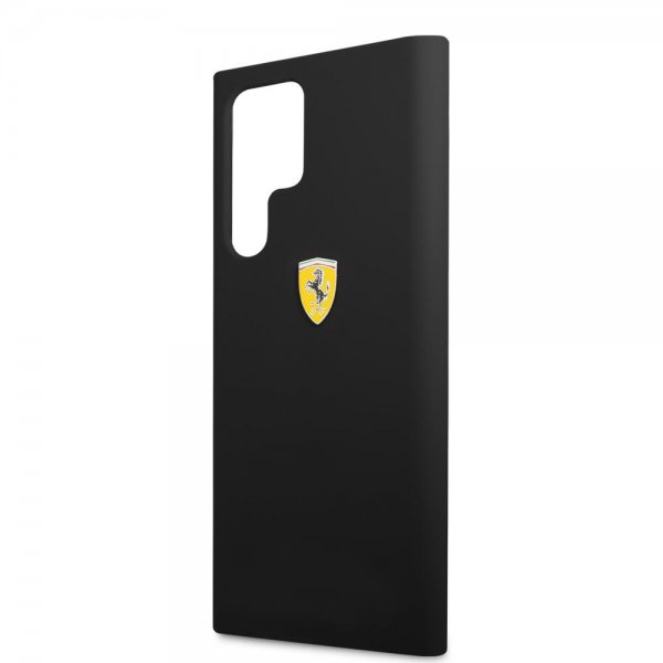 Ferrari Samsung Galaxy S22 Ultra Suojakuori Metallilogolla Musta