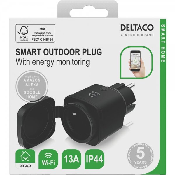Deltaco Smart Home Ulkokäyttöön tarkoitettu kytkin, WiFi IP44