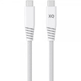 Xqisit punottu latauskaapeli USB-C–USB-C 3.1 2m valkoinen
