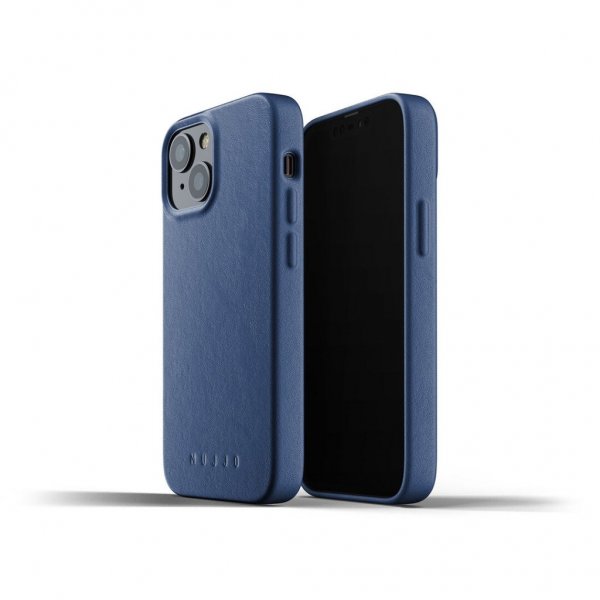 Mujjo iPhone 13 Mini -suojakuori, täysnahkainen Monaco Blue