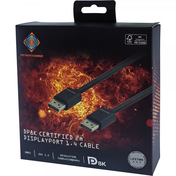 Deltaco Gaming DisplayPort 1.4 -kaapeli 2 m
