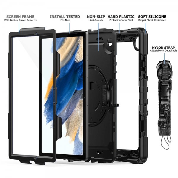 Armor-X Samsung Galaxy Tab A8 Kuori Vedenkestävä Suojakotelo Käsihihna Jalusta