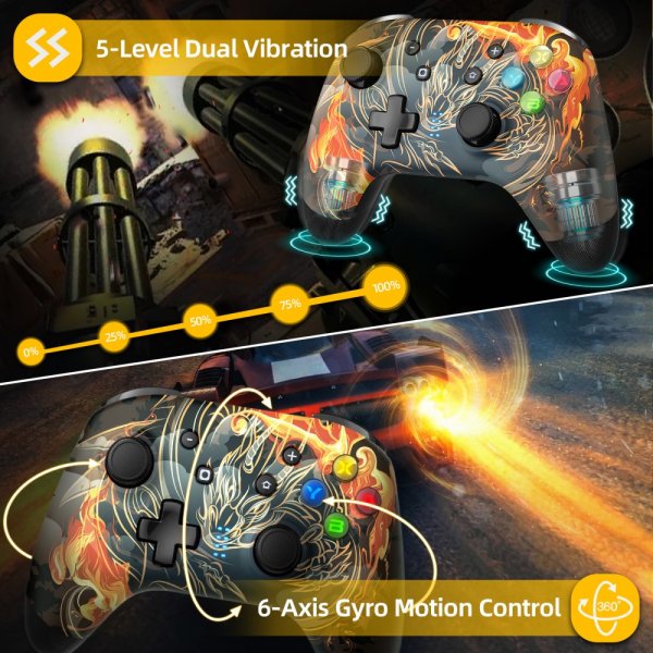 EasySMX Bayard 9124 Switch/Android/PC Ohjelmoitava langaton peliohjain Dragon