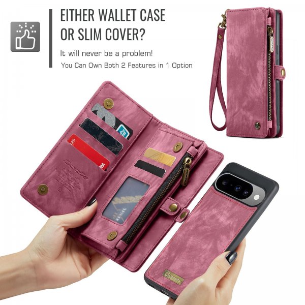 CaseMe Google Pixel 10/Pixel 10 Pro -kotelo 008 Series irrotettavalla kuorella, punainen
